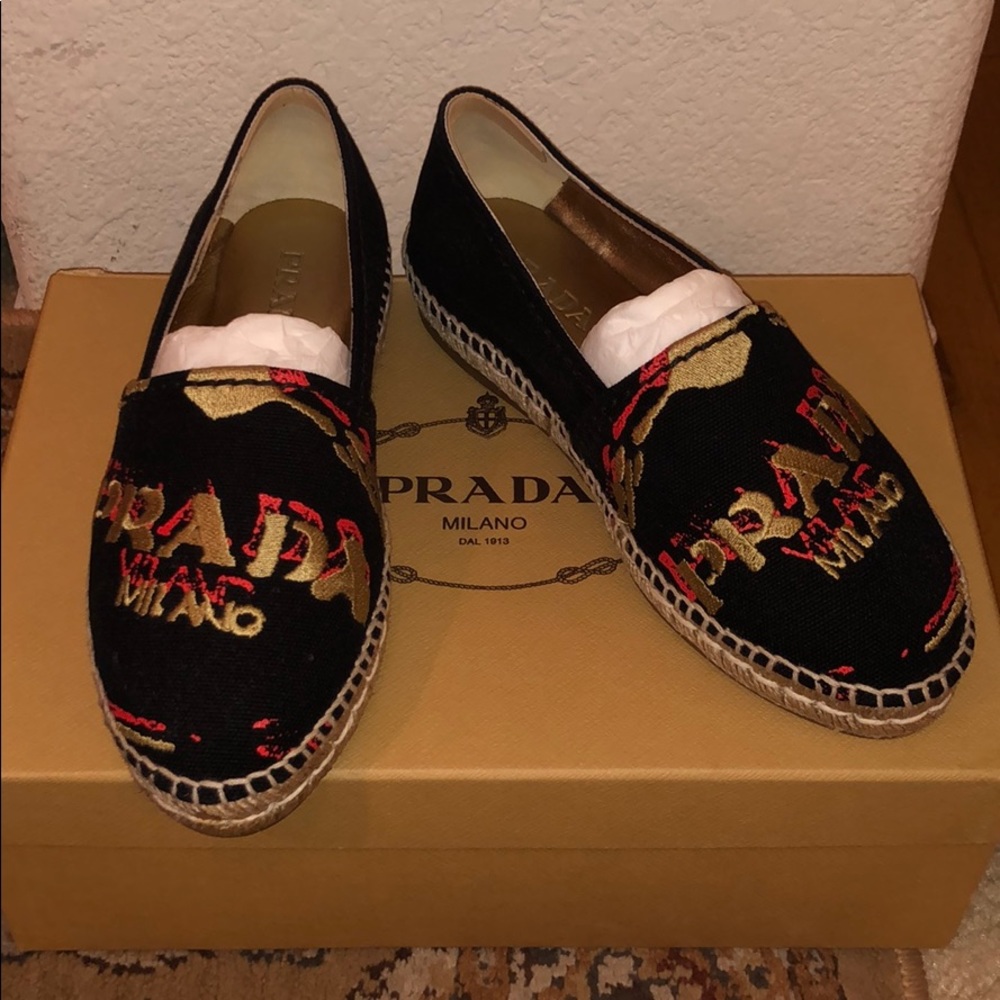 Prada Calzature Donna Logo Espadrilles Flats